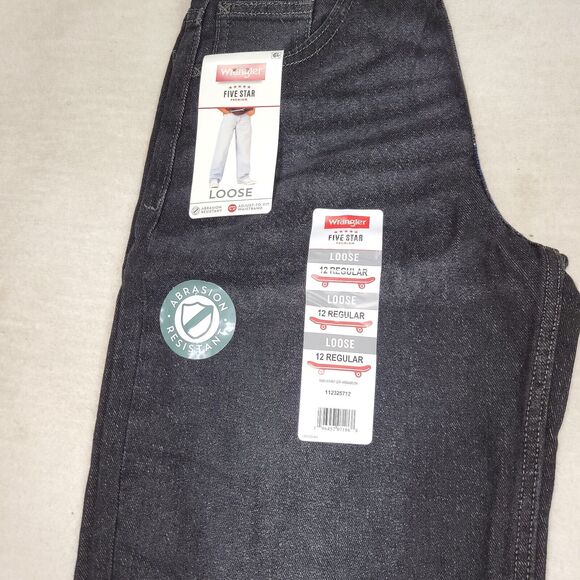 Wrangler Jeans Sz 12 Reg Boys Loose Black Denim Pants Kids Skater Lot of 2 Kid - Picture 3 of 16